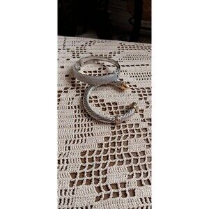 Set of 2 JTV silvertone bracelets pave crystal bangle silver twisted cord cuff